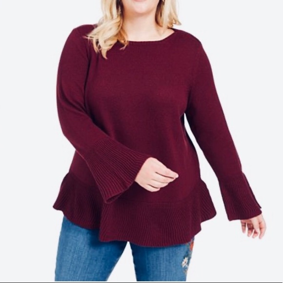 Style & Co. Sweaters - STYLE & CO PLUS SIZE RUFFLE SWEATER